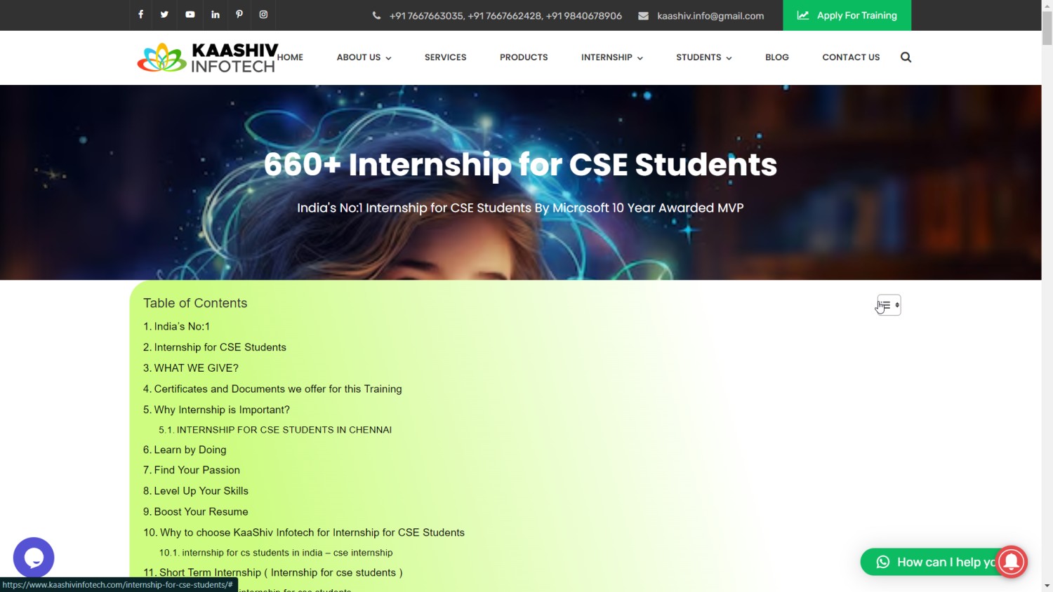 Read more about the article internship for cse students in chennai